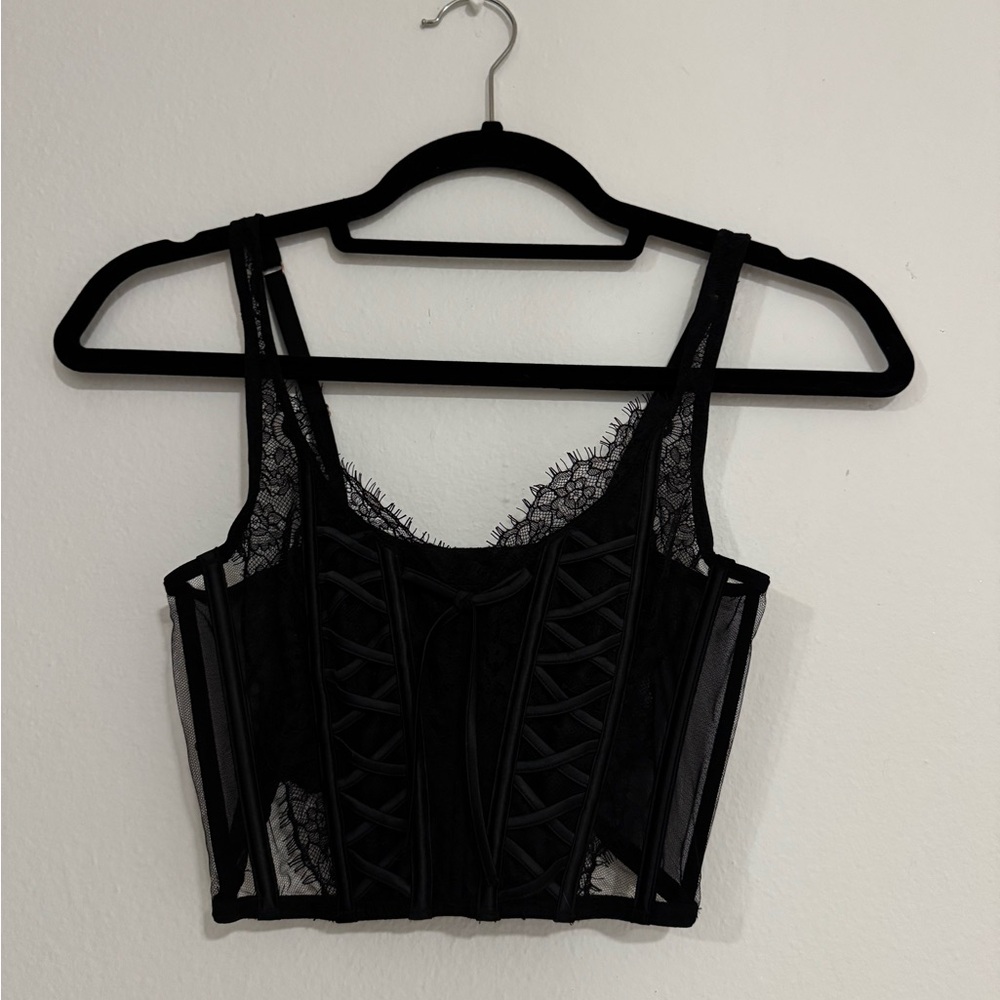 Victoria's Secret Black Lace Crop Top